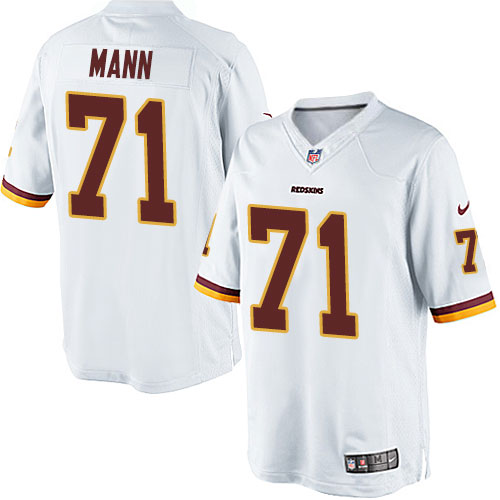 Men's Limited Charles Mann Nike Jersey White Road - #71 NFL Washington Redskins